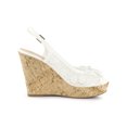 thumbnail image 3 of BLISSFUL STEP Women's Shoes Floral Lace Platform Peep Toe Wedge Heel Sandals White 7, 3 of 8