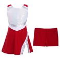 thumbnail image 3 of Jhaoyu Costume de Cheerleading pour Filles Enfants Paillettes Brillantes Robe de Danse avec Short Uniforme de Cheer Rouge 3T, 3 of 7