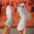 thumbnail image 2 of White Ankle Boots For Ladies Side Zipper Round Toe Low Heel Fall Winter Short Boots Comfortable For Daily Wear And Casual Occasions Size 39, 2 of 9