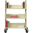 thumbnail image 4 of Hirsh Rolling Library or Home Office Single-Sided Sloped Shelves Book Cart with Lockable Wheels in Putty, 4 of 7