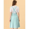 thumbnail image 4 of Unique Bargains Jupe Midi Plissée à Bretelles Rétro à Taille Élastique pour Femme, Vert Pâle, TG, 4 of 5