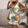 thumbnail image 4 of Ovzne Robes pour Femmes Robe de Plage Mode d'Été pour Femmes Plage Poche Imprimé Sans Manches Robe à Col en V Robe de Printemps Imprimée Liquidation, 4 of 7