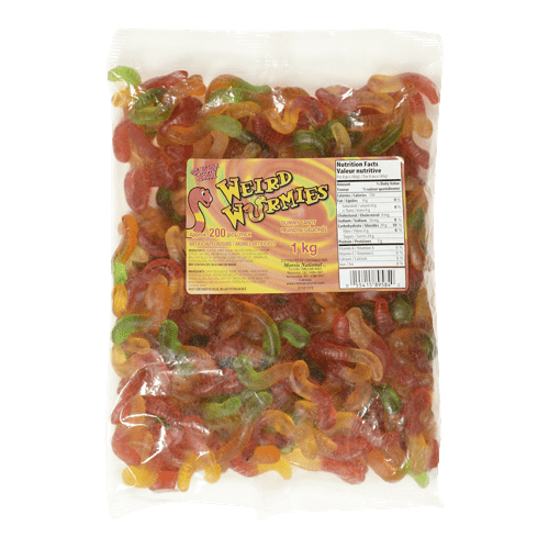 Gummy Zone Two-Headed Gummy Worms, Dual-Flavor Fruity Chews, Bulk 1kg (2.2 lbs) Bag, Perfect for Candy Buffets and Kids' Parties