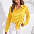 thumbnail image 3 of Timegard Womens Tops Satin Lapel Neck Front Knot Long Sleeve Button up Shirts Dressy Casual Comfy Top, 3 of 8