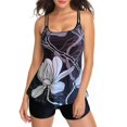 thumbnail image 1 of Women‘s Strappy Tankini Set Vintage Tropical Prints Tankini Top with Bikini Bottom Two Piece Bathing Suits, 1 of 5