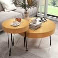 thumbnail image 4 of Costway Ensemble de 2 Tables Basses Rondes Style Ferme Table d'Appoint Fini Naturel pour Salon, 4 of 10