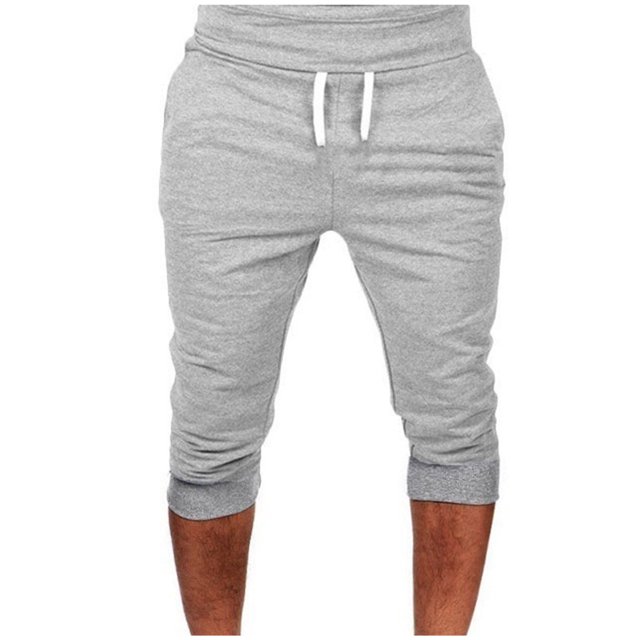 Summer Men Gym Workout Jogging Middle Pants Fit Elastic Casual Sportswear