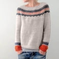 thumbnail image 2 of Tiweut Chandails Décontractés pour Femmes Doublés en Polaire Chandail d'Hiver Manches Longues Col Rond Longueur Moyenne Blouses Patchwork Gris,m, 2 of 5