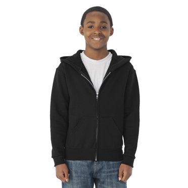 Jerzees Sweat à Capuche à Fermeture à Glissière Complet pour Jeunes, L, Noir