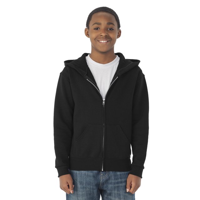 Jerzees Youth NuBlend Full Zip Hooded Sweatshirt, L, Black