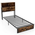 thumbnail image 1 of Costway Twin Bed Frame with Charging Station Storage Headboard Under-bed Storage Space, 1 of 9