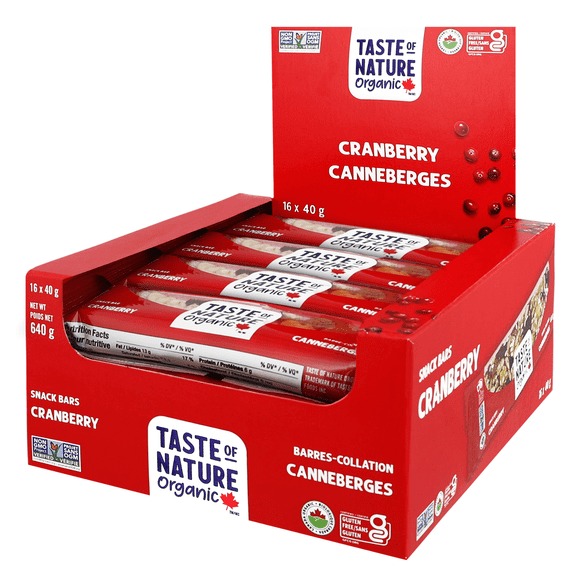 Taste of Nature Organic Cranberry Snack Bars 16 x 40g