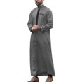 thumbnail image 1 of Wdgfv Mens Kaftan Thobe Cotton Long Sleeve Embroidered Stand Collar Arab Loose Men's Robe, 1 of 4