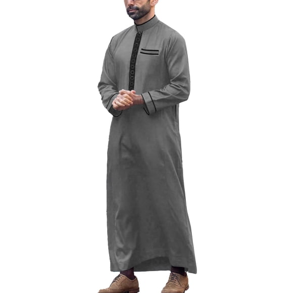2025 Men Shirts Muslim Men's Long Sleeve Men Apparel Embroidered Stand Collar Arab Mens Loose Men's Robe Apparel Short Romper