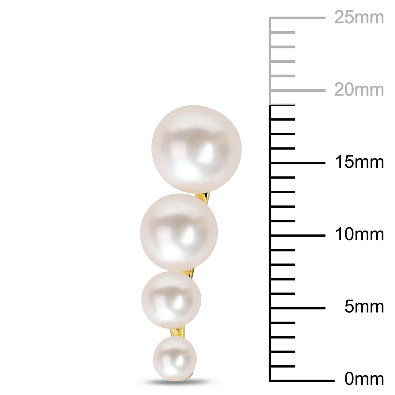 Miabella Cultured Freshwater Pearl Yellow Rhodium-Plated Sterling Silver Graduated Pearl Earrings
