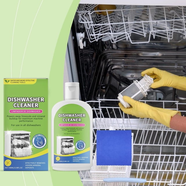 Powerful Dishwasher Cleaner and Degreaser for Efficient Removal of Stubborn Oil, Grease, and Limescale Buildup 100mL Formula is Safe for Ceramics, Stainless Steel, and Glassware