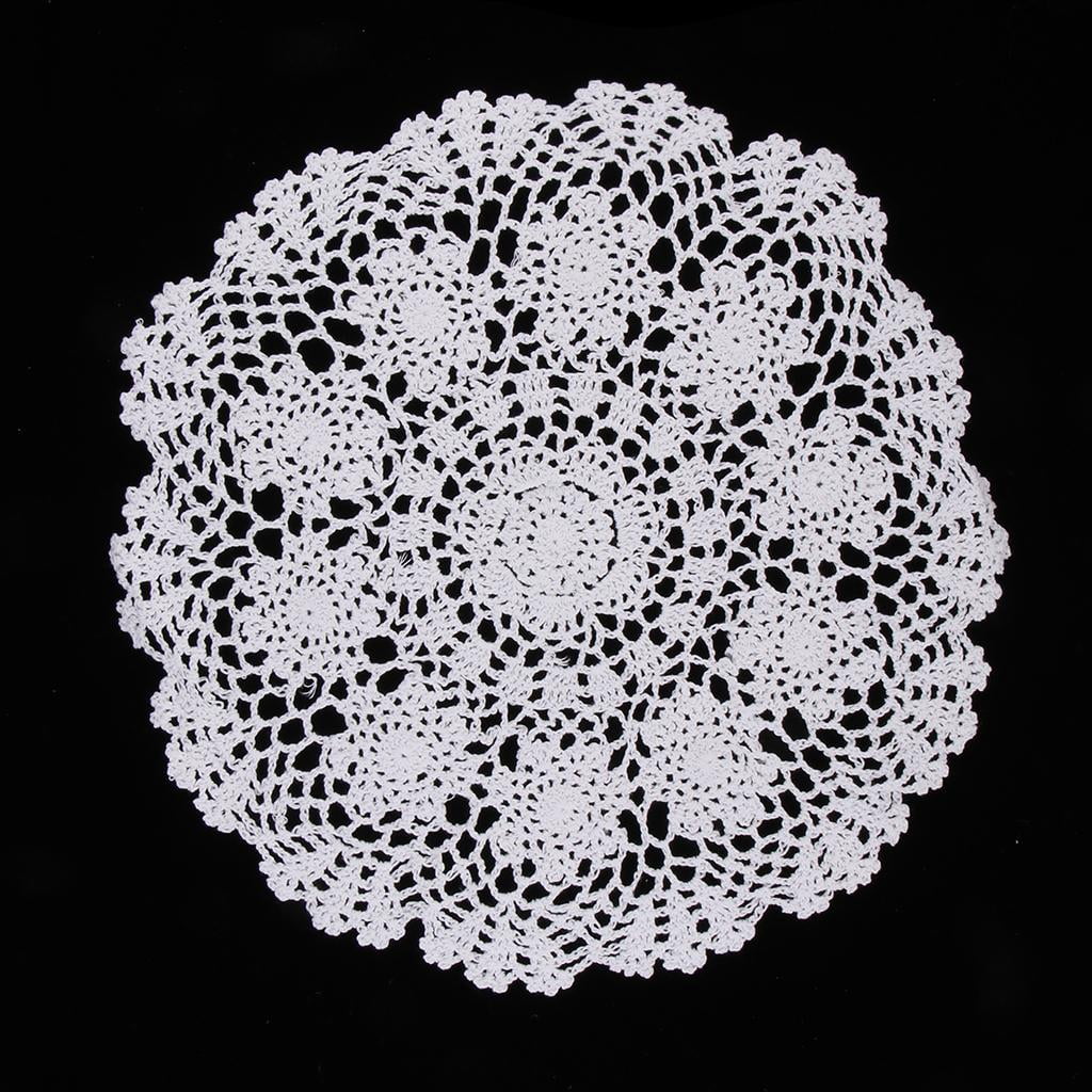 White Water Lily Crochet Cotton Lace Doily Table Placemats Doilies Mat 40cm