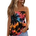 thumbnail image 1 of OIOLOYJM Tube Tops for Women Spring Bandeau Strapless Palm Tree Peplum Top Backless Vacation Ruffle Party Shirts Orange S, 1 of 4