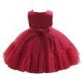 thumbnail image 4 of Yanlir Robe Sans Manches en Maille pour Fille Col Rond Style Princesse Robe de Fête, Vêtements d'Été pour Enfants, Tenue de Jeu Légère et Respirante (Rouge, 3-4 Ans), 4 of 9