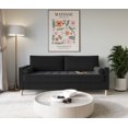 thumbnail image 1 of HMD Astoria Canapé 3 Places à Accoudoirs Carrés en Lin avec 2 Coussins Décoratifs, Noir, 1 of 5