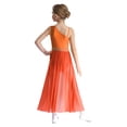 thumbnail image 2 of MSemis Robe de Danse Jazz Moderne Sans Manches pour Filles avec Strass Scintillants, Jupe de Ballet Orange 14, 2 of 6