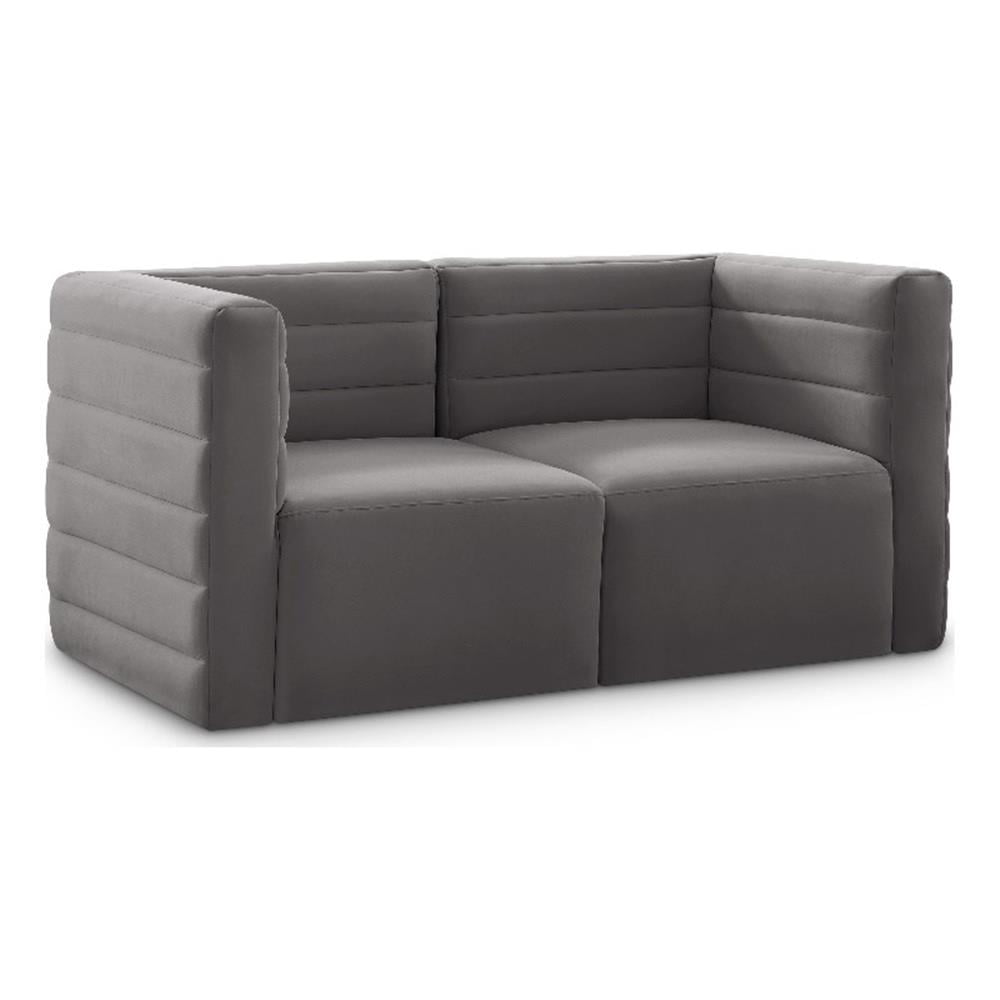 Meridian Furniture Quincy Canapé Modulaire en Velours Gris