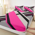thumbnail image 3 of Erosebridal Geometry Stripes Print Bed Sheets Set Queen Size,Modern Design Bedding Sets Queen Size,Pink Gray Bed Sheets Queen,Breathable Bedroom Decor,4 Pieces, 3 of 7