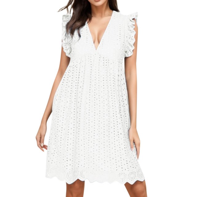 Ketyyh-chn99 Robes Midi pour Femmes Grande Taille Décontractées de Plage Robe d'Été à Manches Longues Robe Longue Confortable Blanc,m