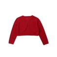 thumbnail image 2 of Doomiva Cardigan Court en Tricot pour Filles Enfants Boléro Shrug Chandail Manteau Veste à un Bouton Cache-Robe de Demoiselle d'Honneur Rouge 110, 2 of 7