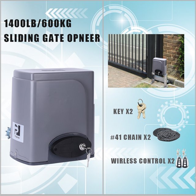 Automatic Sliding Gate Opener Hardware Kits Garage Door Driveway Gate Opener Super 280W AC Motor with Remote Control For All Gates Up to 1400 LB. & 40 Ft Long
