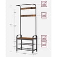 thumbnail image 3 of VASAGLE Coat Rack, Hall Tree with Shoe Bench for Entryway, Entryway Bench with Coat Rack, 4-in-1, Rustic Brown and Black, 3 of 5
