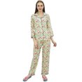thumbnail image 4 of Bimba Black Button-Down Shirt With Elastic Waist Pajama Printed Night Wear Set-20, 4 of 5