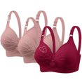 thumbnail image 2 of Bras for Women, 3PCS Womans Printing Gathered Together Large Size Daily Bra Underwear No Rims, 2 of 9