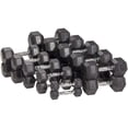 thumbnail image 2 of BalanceFrom Rubber Encased Hex Dumbbells, 15 lbs Pair, Black, 2 of 5
