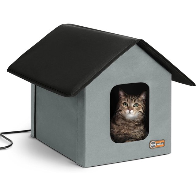 K&H Manufacturing – Caisson chauffant extérieur de 20 W, 18 po x 22 po x 17 po, gris/noir pour chats