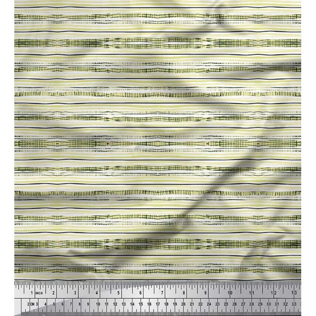 Soimoi Modal Satin Fabric Horizontal Stripe Decor Fabric Printed Yard 42 Inch Wide