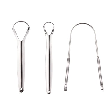 Amdohai Grattoir de Langue en Acier Inoxydable Nettoyeurs de Langue Lot de 3 Élimine la Mauvaise Haleine Grattoir Trousse de Soins Buccaux