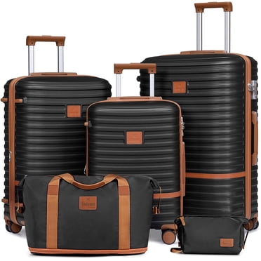 Joyway - Ensembles de Bagages 5 Pcs ABS Rigide à Roulettes Pivotantes - (Valise Extensible 20 Pouces24 Pouces) Bagage Enregistré 28 Po - Noir