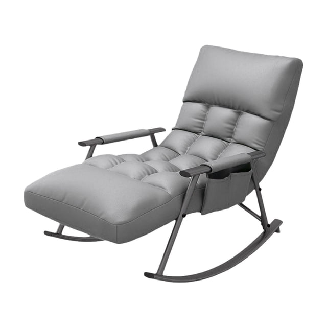 simhoa Rocking Chair Adjustable Backrest Casual Armchair for Bedroom Camping Office Dark Gray