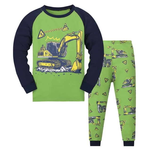MIASHUI Ensembles de Pyjamas Petit Grand Garçon en Coton Pyjamas pour Enfants 2 Pcs Pyjamas pour Enfants, Vert, 1-2 Ans