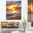 thumbnail image 1 of Yellow Sunset over Gloomy Beach - Modern Beach Canvas Art Print, 1 of 1