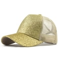 thumbnail image 1 of Ponytail Messy Buns Trucker Plain Baseball Visor Cap Unisex Glitter Hat, 1 of 3