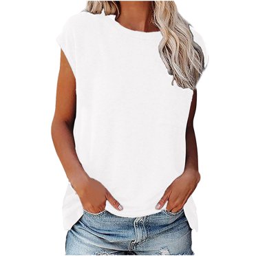 T-shirt Décontracté pour Femmes, Uni, Col Rond, Coupe Ample, Manches Courtes, Chandail à Enfiler