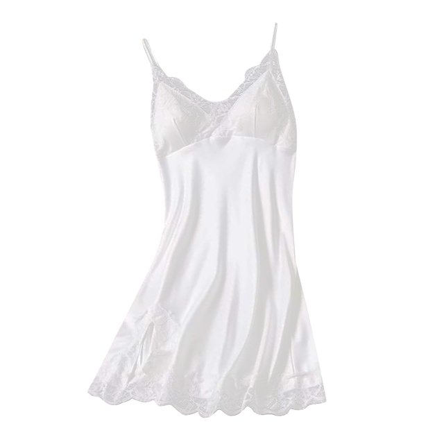 B91xZ Chemise de Nuit Mode Femme Sans Manches, TG Blanc
