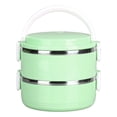 thumbnail image 2 of Thermal Lunch Box Stackable Hot Food Insulated Box 304 Stainless Steel Round Lunchbox Sealed Food ContainersDouble Layer 304 Thickened ( Green ), 2 of 14