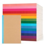 ALKALO 60 Pack Lined Notebook Journals Bulk, A5 College Ruled Composition Notebook, 8.3x 5.5, Kraft Cover with Rainbow Spines, 15 Colors 60 Pages for School Office T