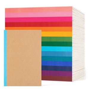 ALKALO 60 Carnet de notes doublé en vrac, A5 Note de composition du Collège, 8,3x 5,5, couverture Kraft avec des épines arc-en-ciel, 15 Couleurs 60 Pages pour le bureau scolaire T