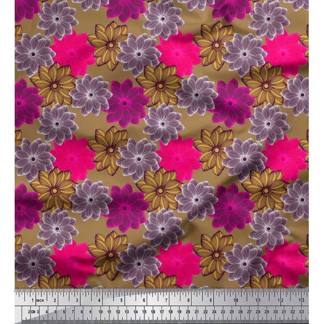 Soimoi Georgette Viscose Fabric Flower Artistic Decor Fabric Printed Yard 42 Inch Wide