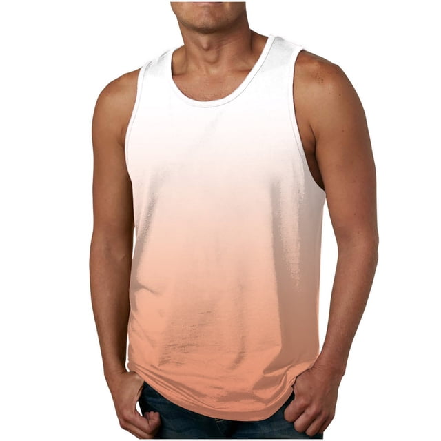 Yutk Débardeur 3D pour Hommes en Liquidation, Gilets Imprimés à Dégradé de Couleurs pour Hommes, T-Shirt Sans Manches Décontracté à Col Rond, Débardeurs Brun m