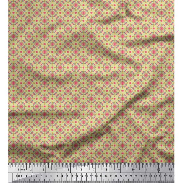 Soimoi Poly Georgette Fabric Floral Small Printed Craft Fabric by The Yard 42 Inch Wide